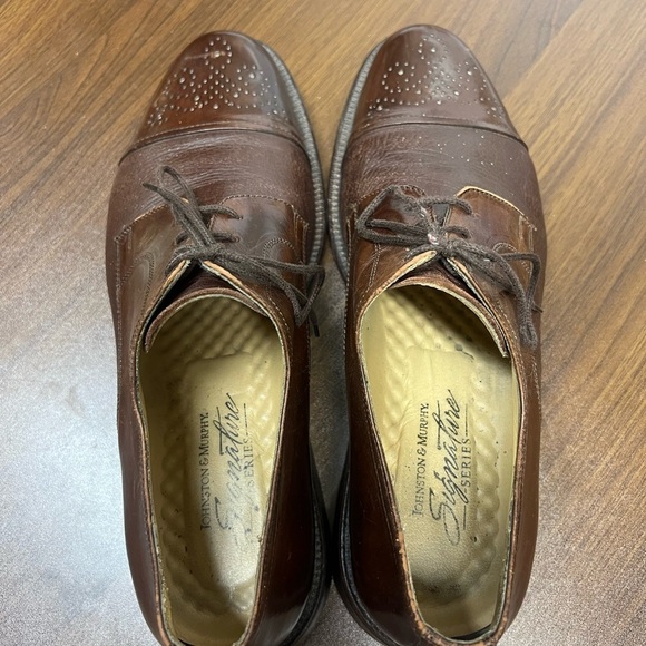 Johnston & Murphy Cellini Cap Toe Italian Brown Leather Dress Shoe Size 9.5M - Picture 10 of 11